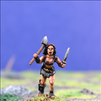 Female Warrior 2 with Dual Hand Weapons - Front View